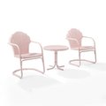 Crosley Furniture Crosley Furniture KO10011PI Tulip 3 Piece Metal Conversation Seating Set in Pastel Pink Gloss KO10011PI